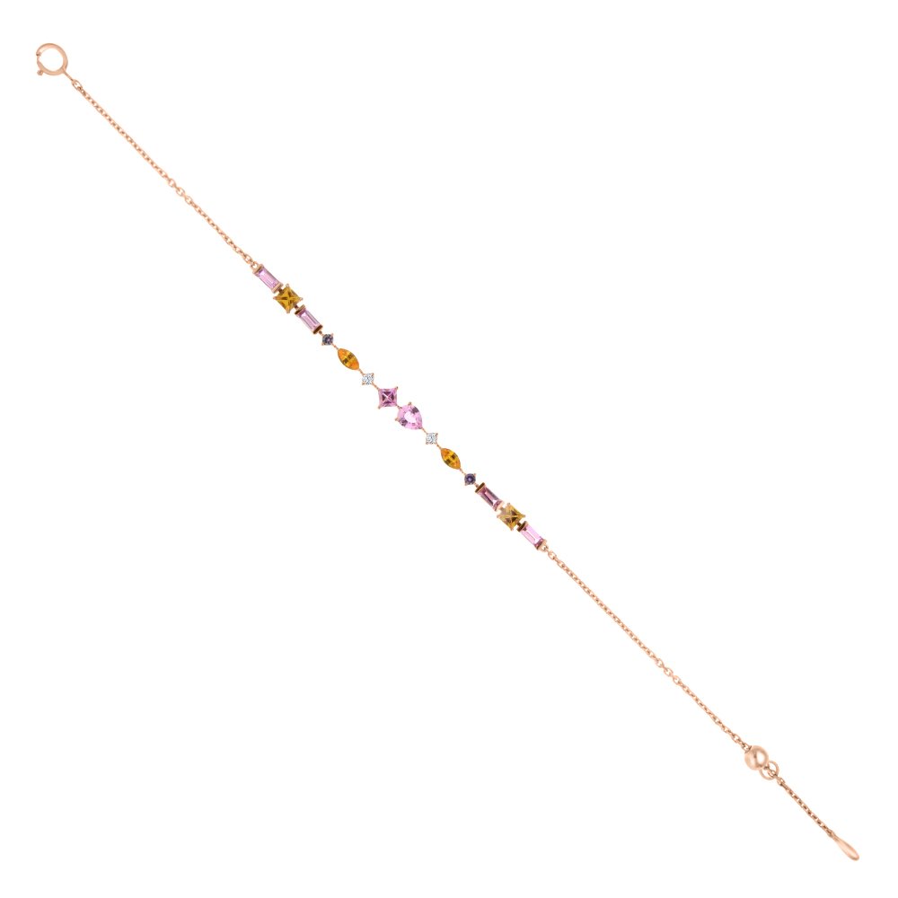 Multi Sapphire Diamond Bracelet in 18K Rose Gold