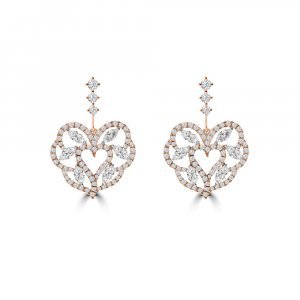 Marquise Diamond Heart Lace Drop Earrings