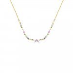 Multi Sapphire Aquamarine Green Garnet Diamond Necklace in 18K Yellow Gold
