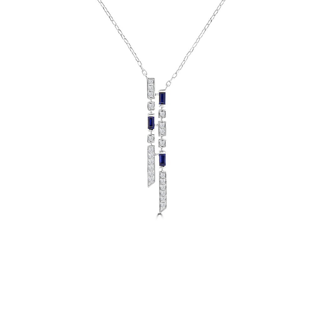 Sapphire Diamond Cascade Pendant with Chain