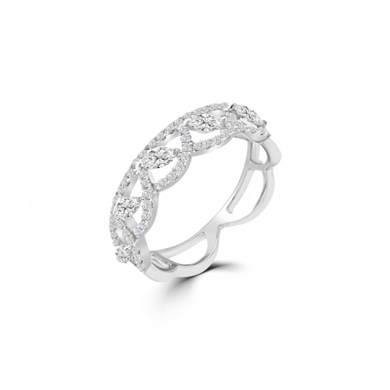 Marquise Diamond Lace Ring in 18K White Gold