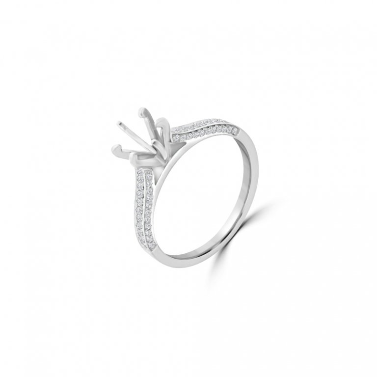 Solitaire Pavé Engagement Ring Mount