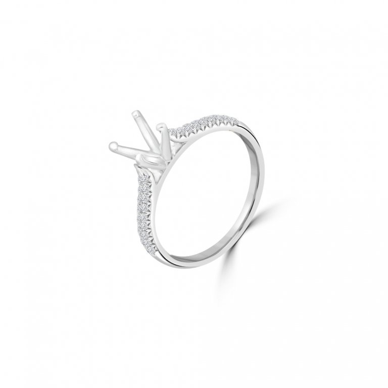 Solitaire Pavé Engagement Ring Mount