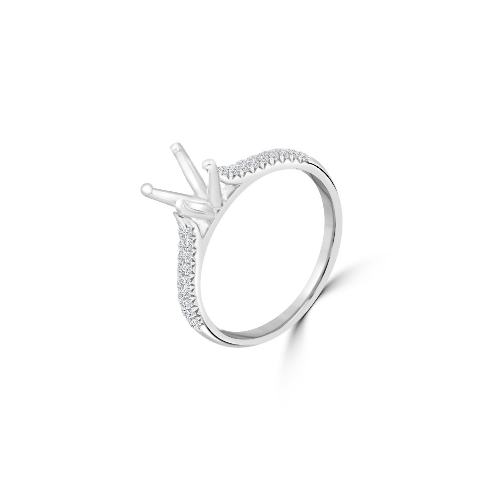 Solitaire Pavé Engagement Ring Mount
