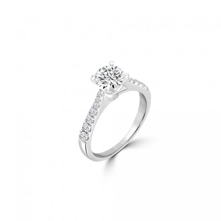 Round Pavé Diamond Engagement Ring