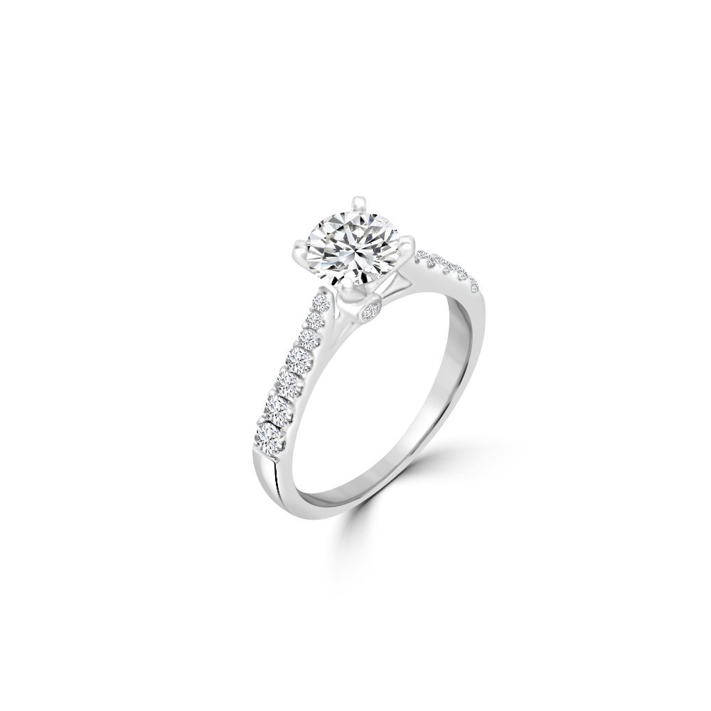 Round Pavé Diamond Engagement Ring
