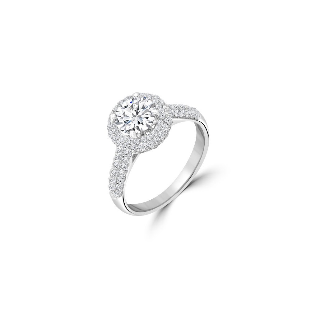 Round Halo Pavé Diamond Engagement Ring