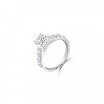 Round Pavé Cathedral Diamond Engagement Ring