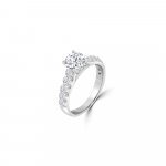 Round Pavé Cathedral Diamond Engagement Ring