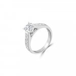 Round Pavé Cathedral Diamond Engagement Ring