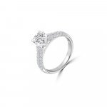 Round Pavé Cathedral Diamond Engagement Ring