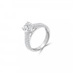 Round Pavé Cathedral Diamond Engagement Ring