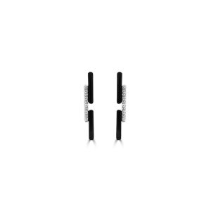 Black Agate Diamond Pavé Line Earrings