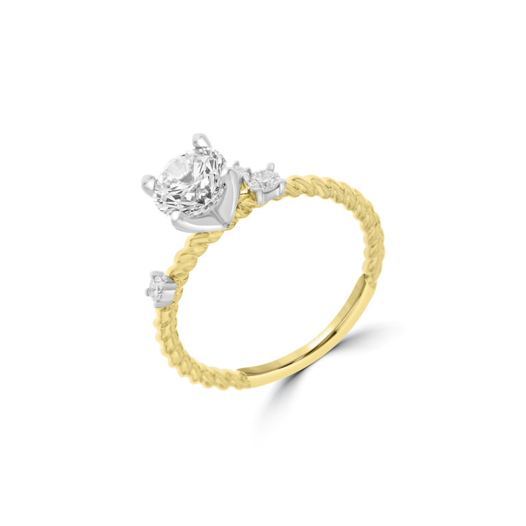 Diamond Twisted Rope Engagement Ring in 18K White Gold, 18K Yellow Gold