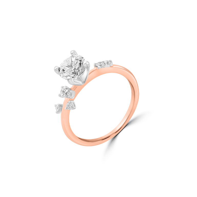 Diamond Sandblast Texture Engagement Ring in 18K White Gold, 18K Rose Gold