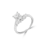 Marquise Diamond Vine Motif Engagement Ring in 18K White Gold