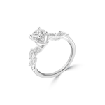 Marquise Diamond Vine Motif Engagement Ring in 18K White Gold