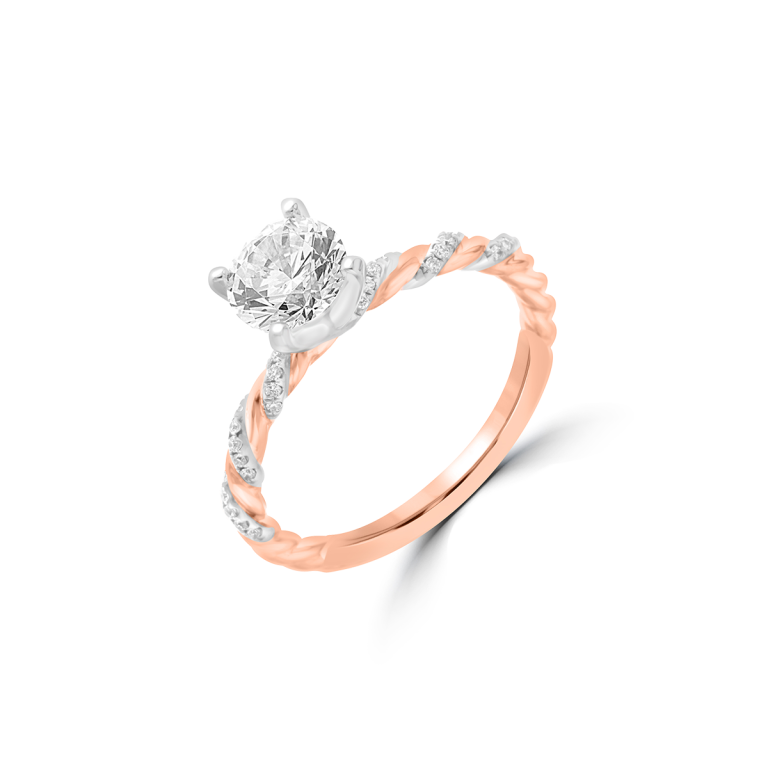 Diamond Infinity Twist Engagement Ring in 18K White Gold, 18K Rose Gold