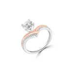 Diamond V Curved Pavé Double Band Engagement Ring in 18K White Gold, 18K Rose Gold