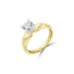 Diamond Wavy Pattern Engagement Ring in 18K White Gold, 18K Yellow Gold
