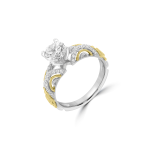 Diamond Filigree Engagement Ring in 18K White Gold, 18K Yellow Gold