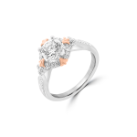Diamond Cathedral Engagement Ring in 18K White Gold, 18K Rose Gold