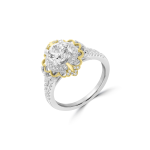 Diamond Cathedral Engagement Ring in 18K White Gold, 18K Yellow Gold