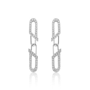 Diamond Paperclip Drop Earrings