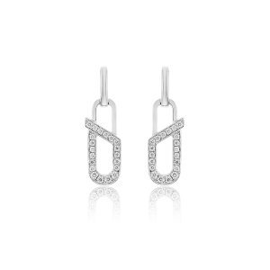 Diamond Paperclip Drop Earrings