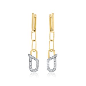 Diamond Paperclip Chain Drop Earrings