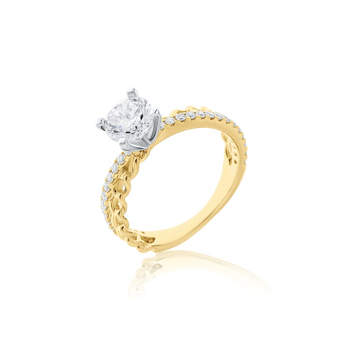 Diamond Criss Cross Chain Engagement Ring