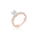 Diamond Chain Links Engagement Ring in 18K White Gold, 18K Rose Gold