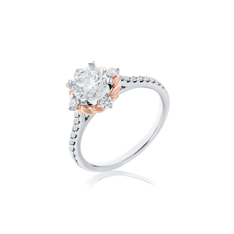 Diamond Twisted Rope Halo Engagement Ring in 18K White Gold, 18K Rose Gold