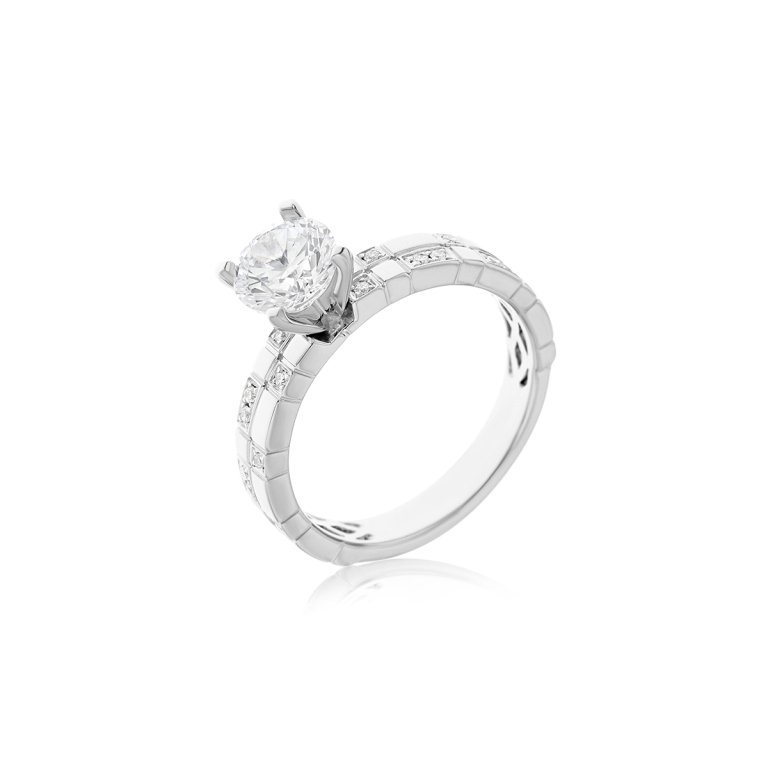 Double Row Ice Cube Diamond Engagement Ring