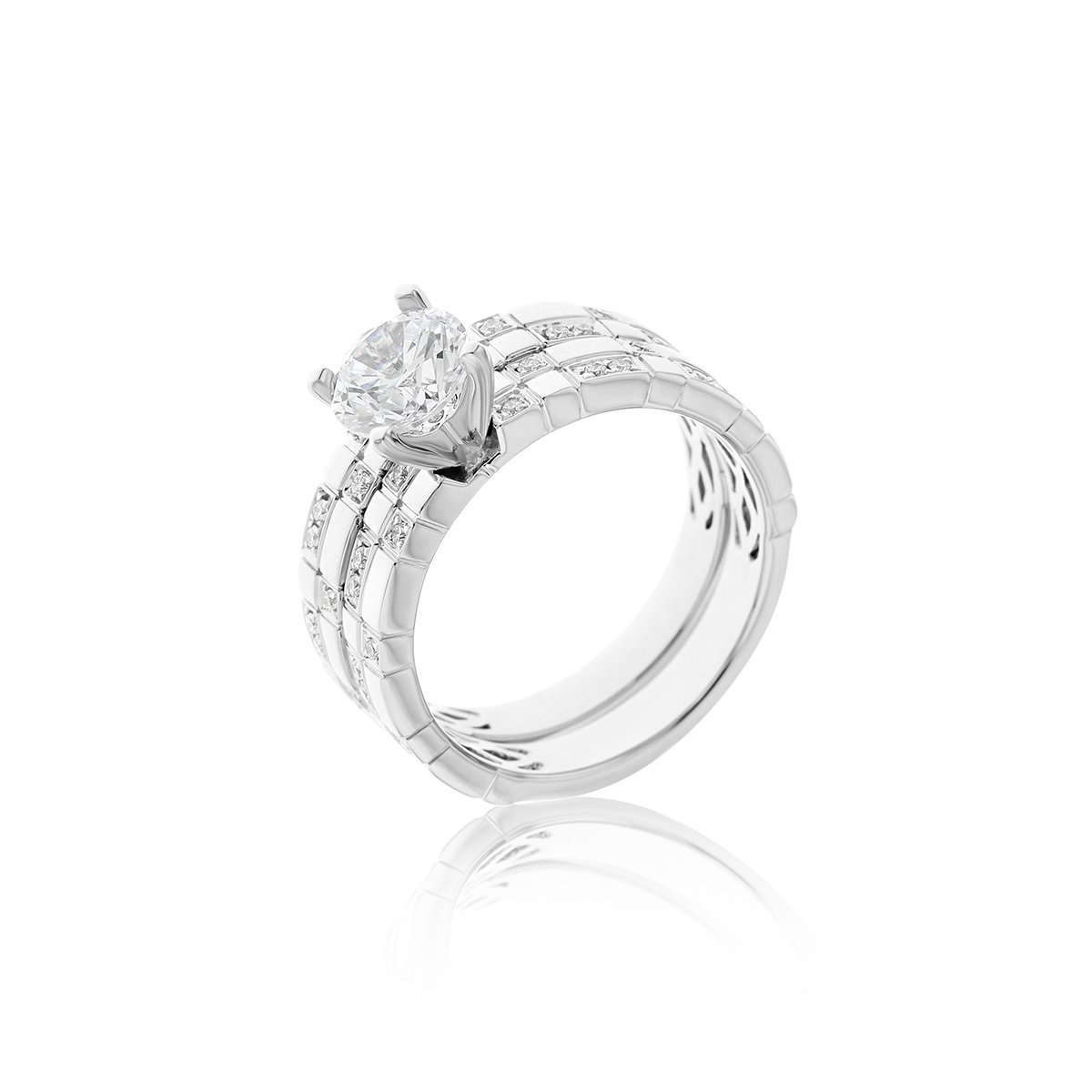 Double Row Ice Cube Diamond Ring Band