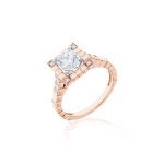 Diamond Ice Cube Halo Engagement Ring in 18K White Gold, 18K Rose Gold
