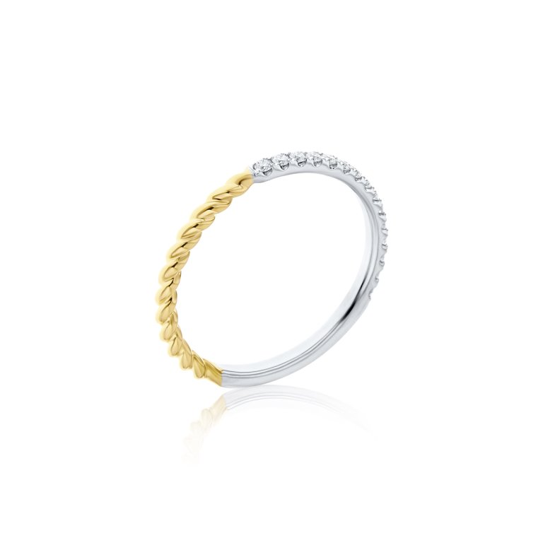 Diamond Twisted Rope Matching Ring in 18K White Gold, 18K Yellow Gold