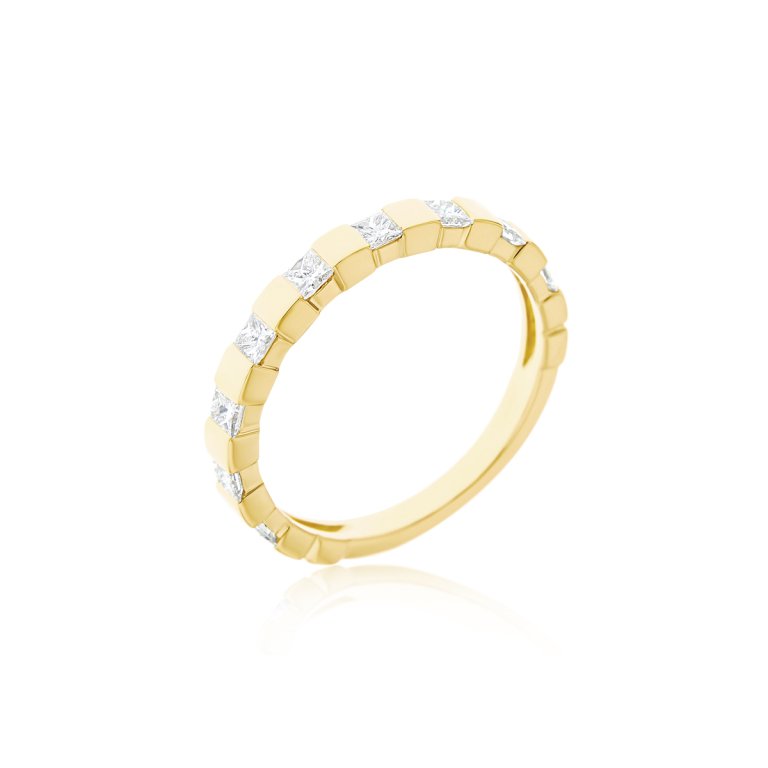 Ice Cube Princess-Cut Diamond Ring Band
