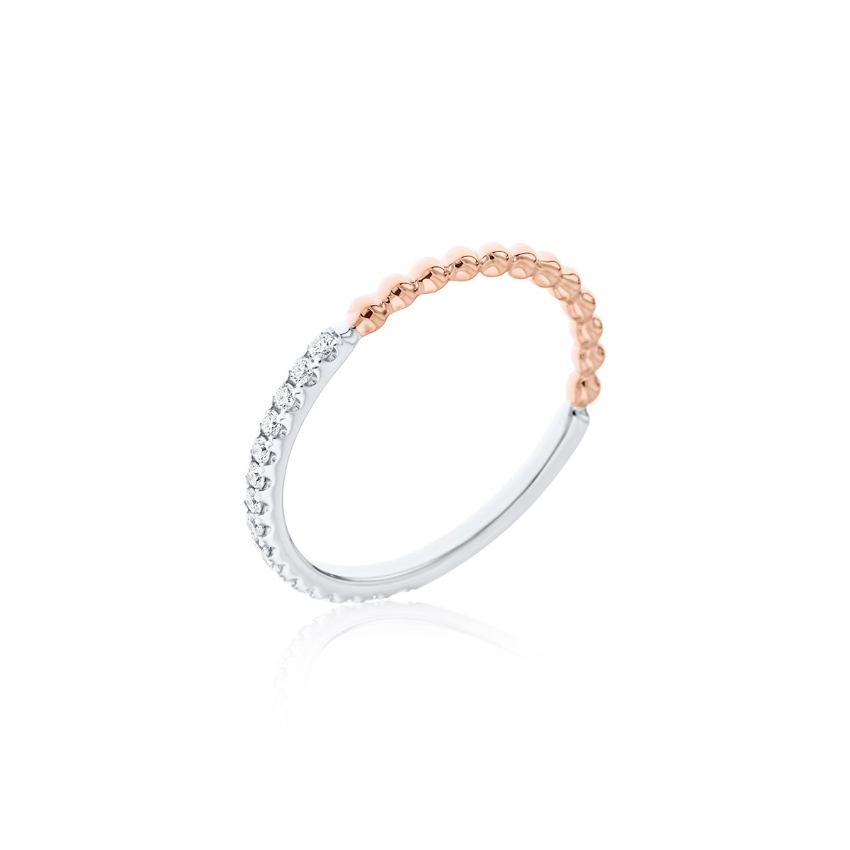 Diamond Asymmetrical Gold Beaded Matching Ring