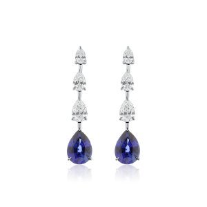 Pear Sapphire Diamond Drop Earrings