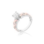 Diamond Criss Cross Pattern Engagement Ring in 18K White Gold, 18K Rose Gold
