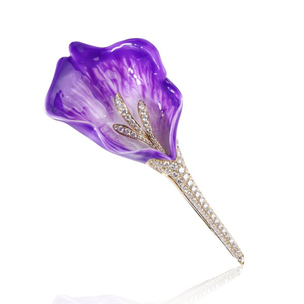 Enamel Diamond Brooch