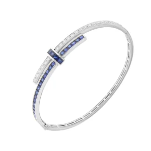 Special Cut Sapphire Diamond Crossover Bangle