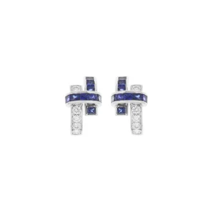 Special Cut Sapphire Diamond Crossover Earrings