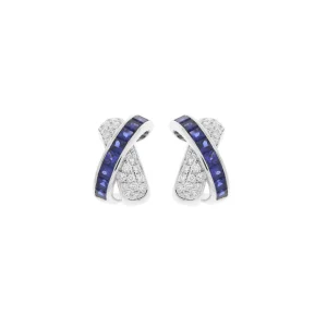 Special Cut Sapphire Diamond Criss Cross Earrings