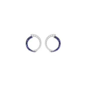 Special Cut Sapphire Diamond Open Circle Earrings
