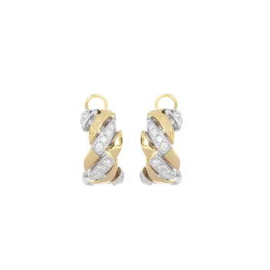 Diamond Woven Huggie Earrings
