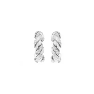 Diamond Woven Huggie Earrings