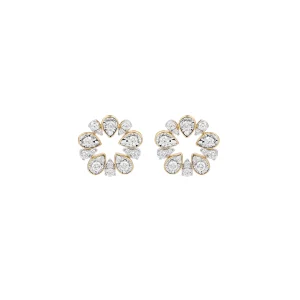 Miracle Set Pear Cut Diamond Open Flower Earrings