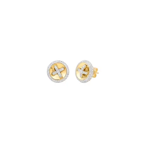 Diamond Button Stud Earrings
